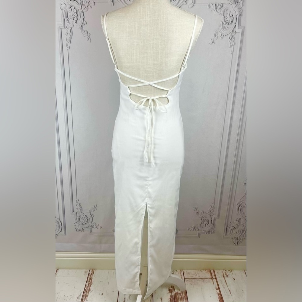 Casual Backless Cut Out Tie Back Spaghetti Straps Midi Dress - Picture 11 of 14